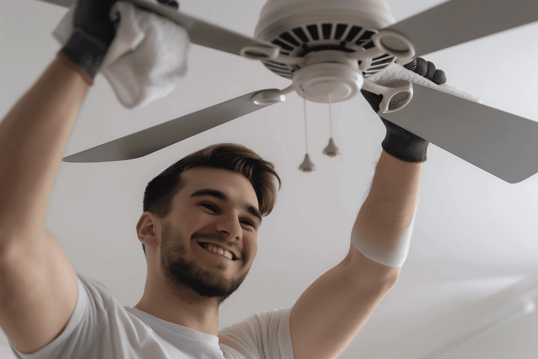 Professional repairing a ceiling fan